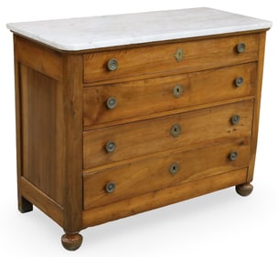 FRENCH WALNUT MARBLE TOP COMMODE