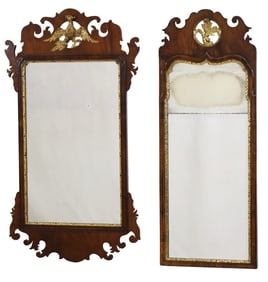 COMPANION PAIR QUEEN ANNE MIRRORS, 19TH C.