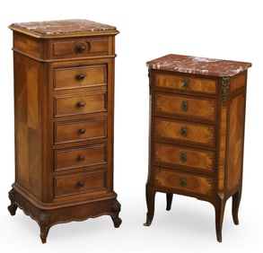 TWO LOUIS XV STYLE BEDSIDE CABINETS