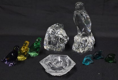 9PC LOT OF BACARRAT AND LALIQUE
