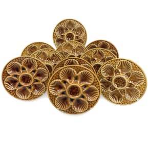 SET OF 8 FRENCH MAJOLICA OYSTER PLATES