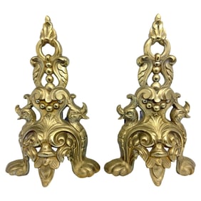 PAIR OF BRASS ANDIRONS