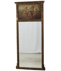 FRENCH GILTWOOD TRUMEAU MIRROR, 19TH C.
