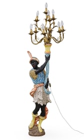 FRENCH POLYCHROME BLACKAMOOR TORCHIERE