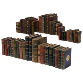 60PC LOT OF ANTIQUE LEATHER BOUND BOOKS