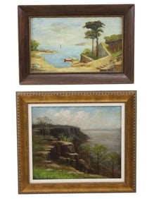 2 SIGNED OIL ON CANVAS PAINTINGS, 19TH C.