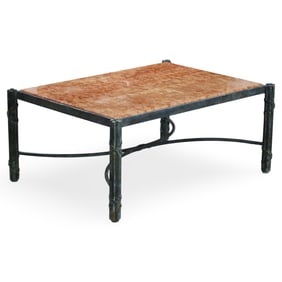 MODERN BRONZE AND MARBLE COFFEE TABLE