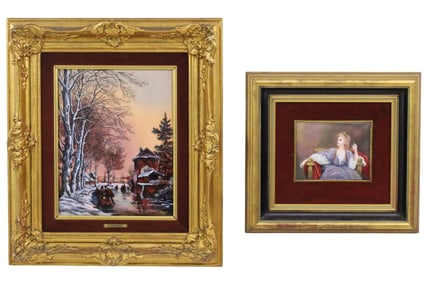 2 FRENCH FRAMED FRENCH PORCELAIN PLAQUES