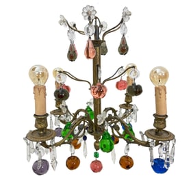 FRENCH BRASS CHANDELIER WITH GLASS FRUIT