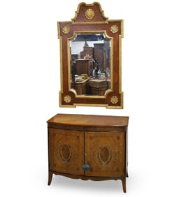 ADAMS STYLE BUFFET AND PARCEL GILT BEVEL MIRROR