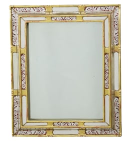 VENETIAN SILVER AND GILT VERRE EGLOMISE MIRROR
