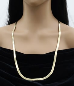 30" 14K GOLD HERRINGBONE NECKLACE, 41g