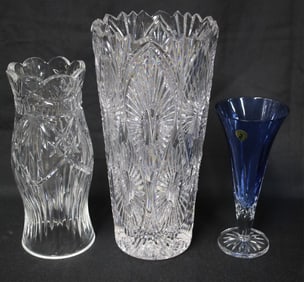 THREE WATERFORD CRYSTAL VASES