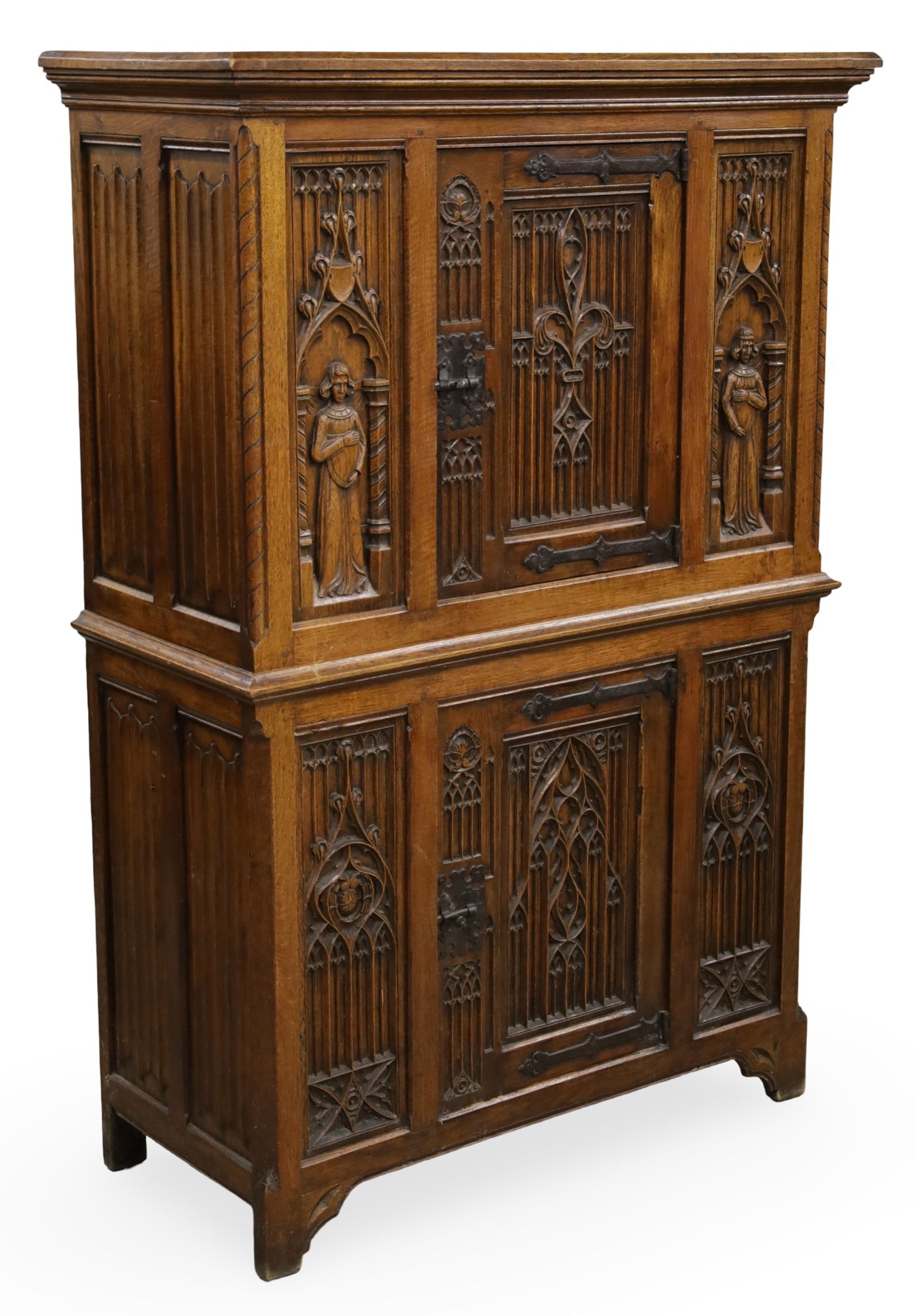 FRENCH GOTHIC REVIVAL CARVED OAK CABINET (1 of 6)