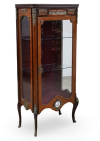 LOUIS XV STYLE BRZ MTD WALNUT VITRINE
