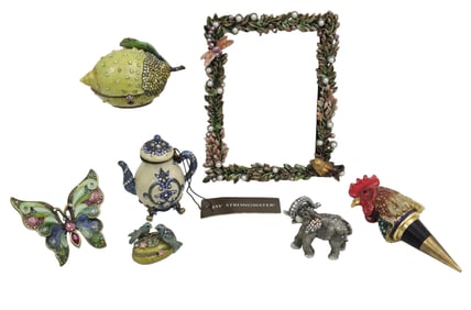 7PC LOT OF JAY STRONGWATER ENAMEL ITEMS