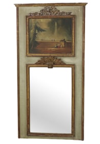 TRUMEAU MIRROR WITH HAND-PAINTED LANDSCAPE PANEL