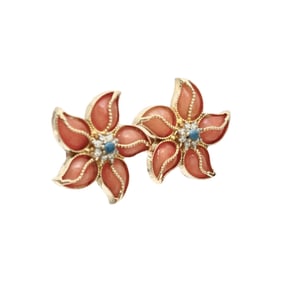 FLORAL CORAL EARRINGS