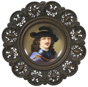 FRAMED GERMAN PORCELAIN PORTRAIT PLATE