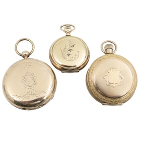 3 GOLD FILLED POCKET WATCHES, AMERICAN WALTHAM