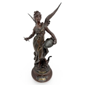 PATINATED METAL "ONE FOR ALL" WINGED FIGURE