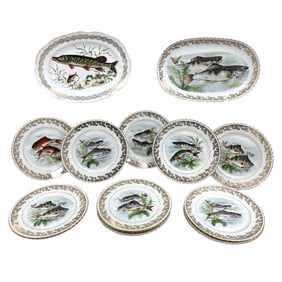 14 PC PORCELAIN FISH SET