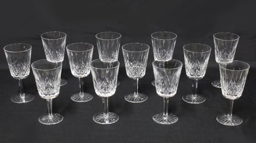 12 WATERFORD CRYSTAL GOBLETS, LISMORE