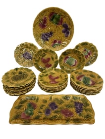 25 PCS SARREGUEMINES FRENCH MAJOLICA DESSERT SET