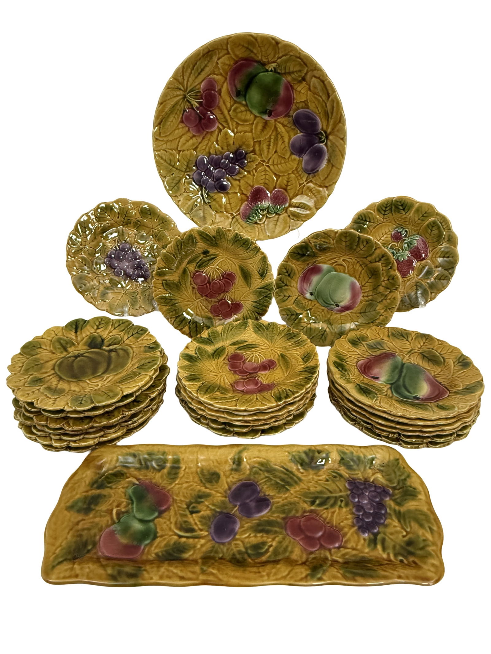25 PCS SARREGUEMINES FRENCH MAJOLICA DESSERT SET (1 of 6)