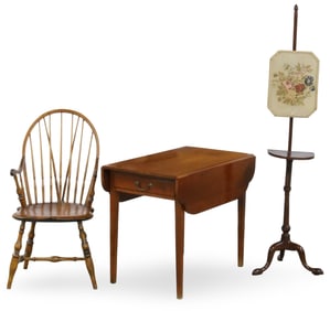 3PC LOT OF ANTIQUE AMERICAN FURNISHINGS