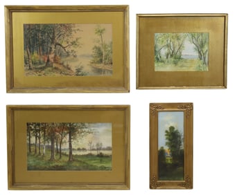FOUR WATERCOLOR PAINTINGS, A.W. MOORE, OTHERS