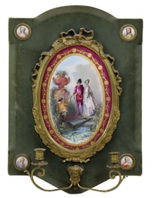 CONTINENTAL PORCELAIN PLAQUE WALL SCONCE