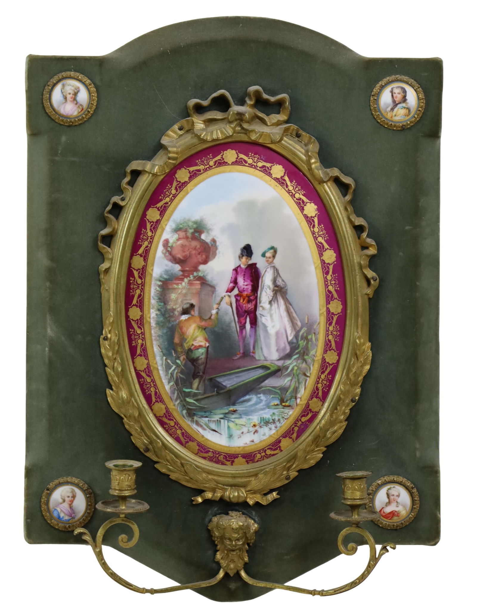 CONTINENTAL PORCELAIN PLAQUE WALL SCONCE (1 of 2)