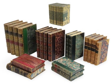 28PC ANTIQUE LEATHER BOUND BOOKS