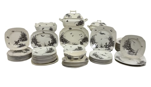 77PC CLOISY-LE-ROI FAIENCE DINNER SERVICE