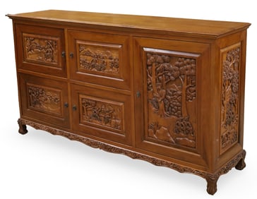 ASIAN SIDEBOARD WITH FIGURAL PANELS
