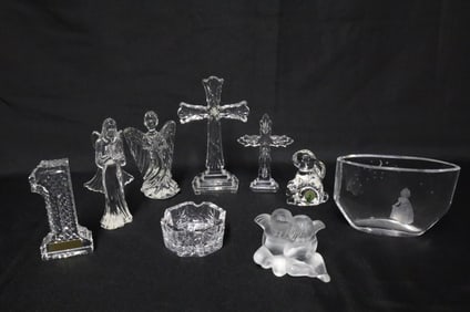 9PC LOT OF CRYSTAL INCL. WATERFORD, LALIQUE