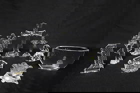 9PC LOT OF CRYSTAL INCL. WATERFORD, LALIQUE: Nine piece lot of crystal items including seven pieces of Waterford crystal, along with a pair of Lalique cherubs, and an Orrefors crystal bowl decorated with girl stargazing;