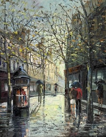 PARIS AVENUE DE L?OP?RA OIL ON CANVAS PAINTING