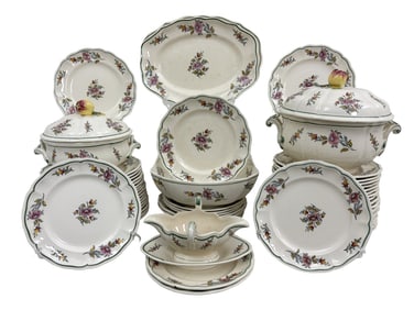64PC FRENCH LUNEVILLE FAIENCE DINNER SERVICE