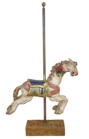 POLYCHROME CARVED WOOD CAROUSEL HORSE