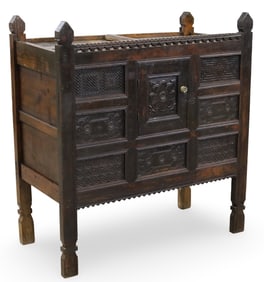 SPANISH OAK COURT CUPBOARD, 19TH C.