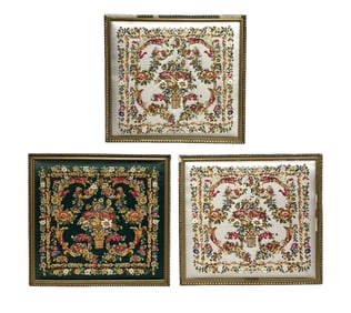 SET OF 3 FRAMED FLORAL TAPESTRY PANELS