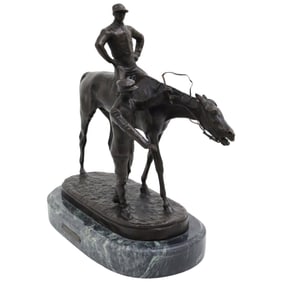BRONZE JOCKEY ON HORSEBACK, J. WILLIS GOODE