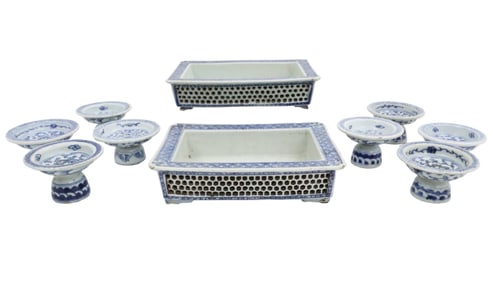 10PC CHINESE BLUE AND WHITE PORCELAIN