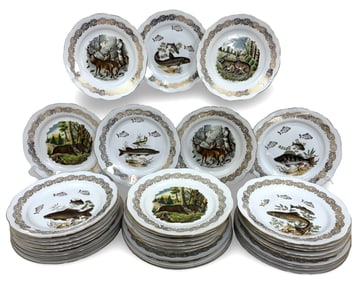 32 PC FRENCH PORCELAIN FISH & GAME SET