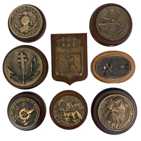 COLLECTION OF 8 FRENCH BRONZE MILITARY PLAQUES