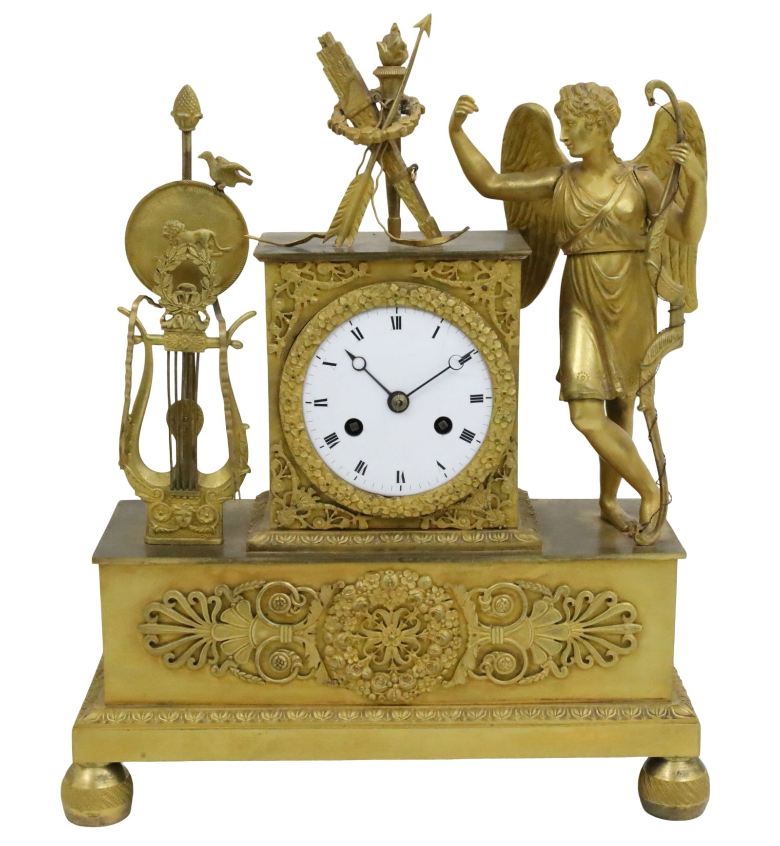 FRENCH EMPIRE GILT BRONZE MANTLE CLOCK (1 of 4)