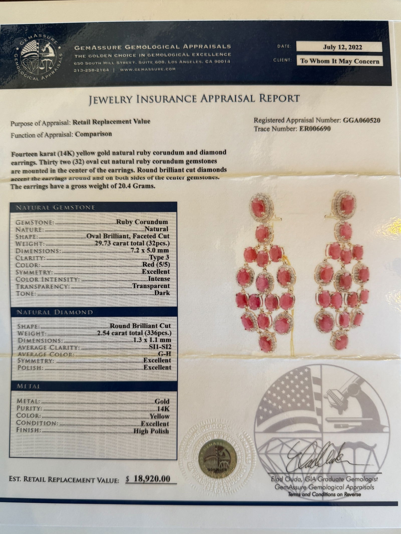 14K RUBY AND DIAMOND EARRINGS - 4