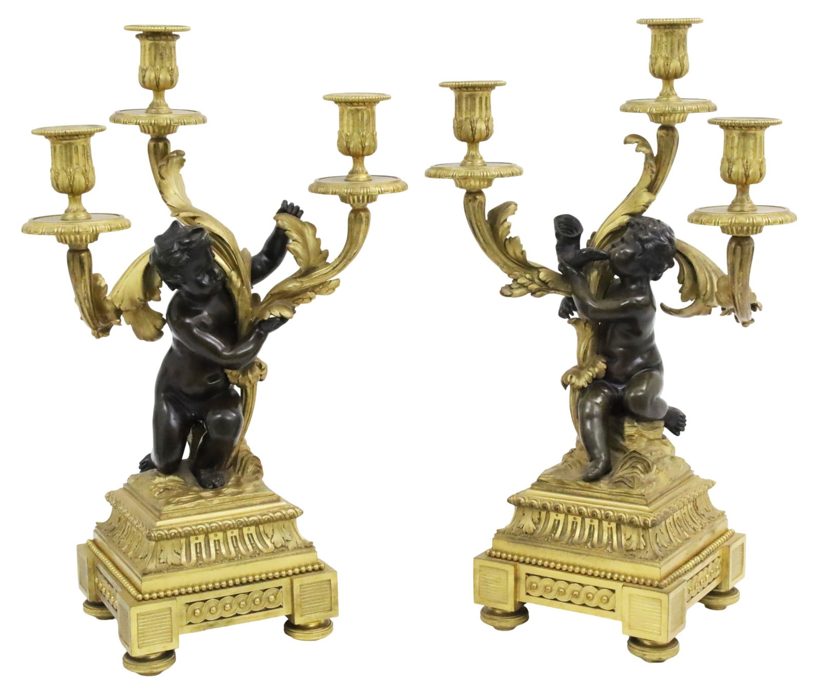 FINE PAIR OF FRENCH DORE BRONZE CANDELABRA (1 of 6)